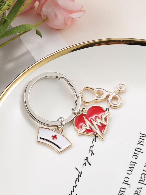 Med Acc-Key Ring-Heart Beating & Stethoscope Med Acc-Key Ring-Heart Beating & Stethoscope