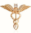 Med Acc-Medical Symbol Caduceus Brooch-Gold