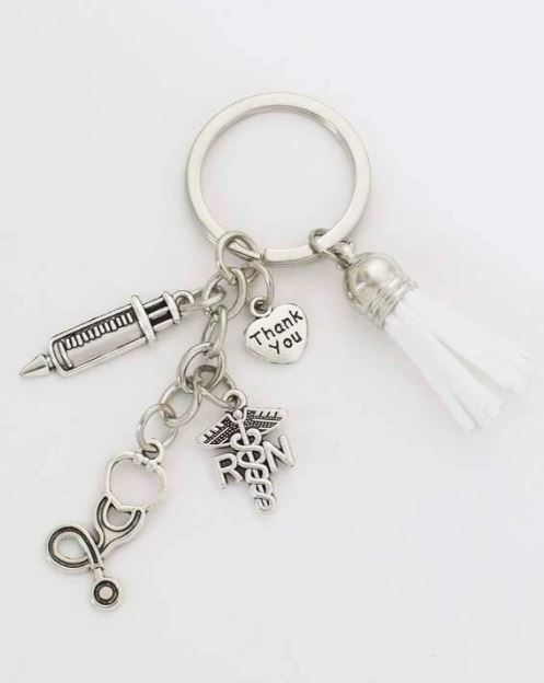 Med Acc-Key Ring-Stethoscope-Syringe-silver | CHINA Med Acc-Key Ring-Stethoscope-Syringe-silver | CHINA