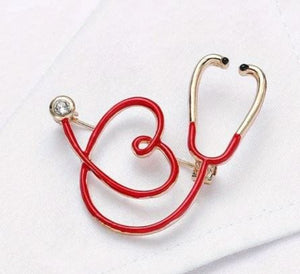 Med Acc-Brooch-Stethoscope Heart Design1