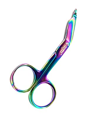 Surg. Insts-Scissors-Sterile Lister Bandage Scissors-3.5 Inch-Color Rainbow-German