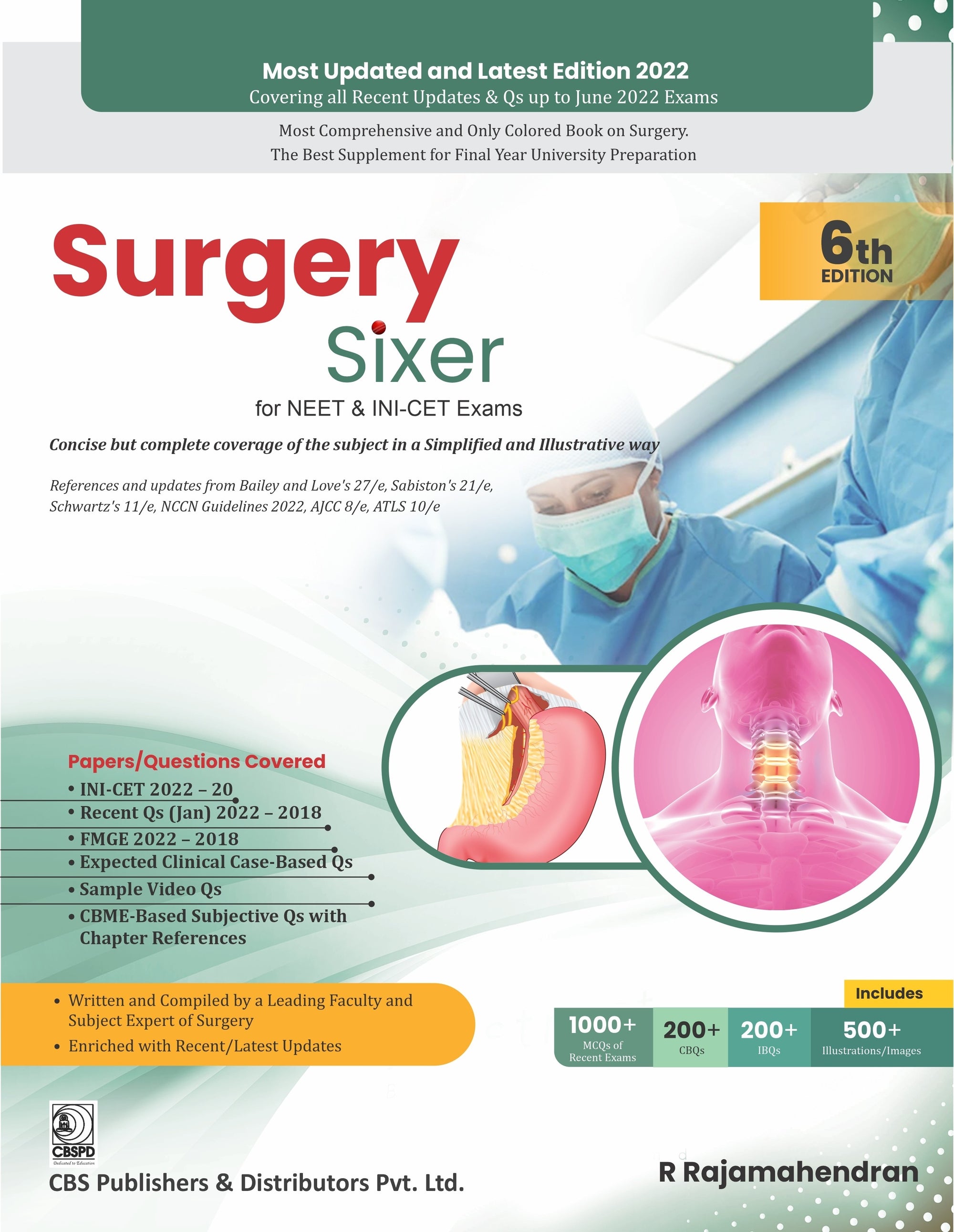 Surgery Sixer for for NEET & INl-CET Exams, 6e | Rajamahendran