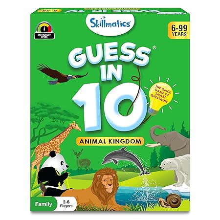 Skillmatics Card Game - Guess in 10 Animal Kingdom, Perfect for Boys, Girls, Kids, and Families Who Love Board Games and Educational Toys, Travel Friendly, Gifts for Ages 6, 7, 8, 9 | Skillmatics