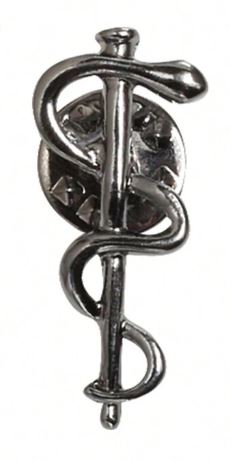 Med Acc-Snake Staff Brooch-Black Med Acc-Snake Staff Brooch-Black