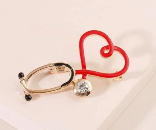 Med Acc-Brooch-Stethoscope Heart Design Med Acc-Brooch-Stethoscope Heart Design