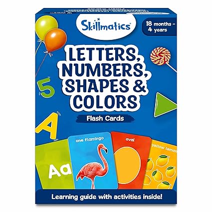 Skillmatics Thick Flash Cards for Toddlers - Letters, Numbers, Shapes & Colors, Montessori Toys & Games, Preschool Learning Activities and Toddler Toys for Kids 1, 2, 3, 4 Years | Skillmatics