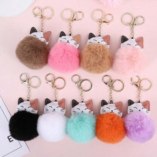 Acc-Key Ring-Cute Cat Pom Pom Acc-Key Ring-Cute Cat Pom Pom