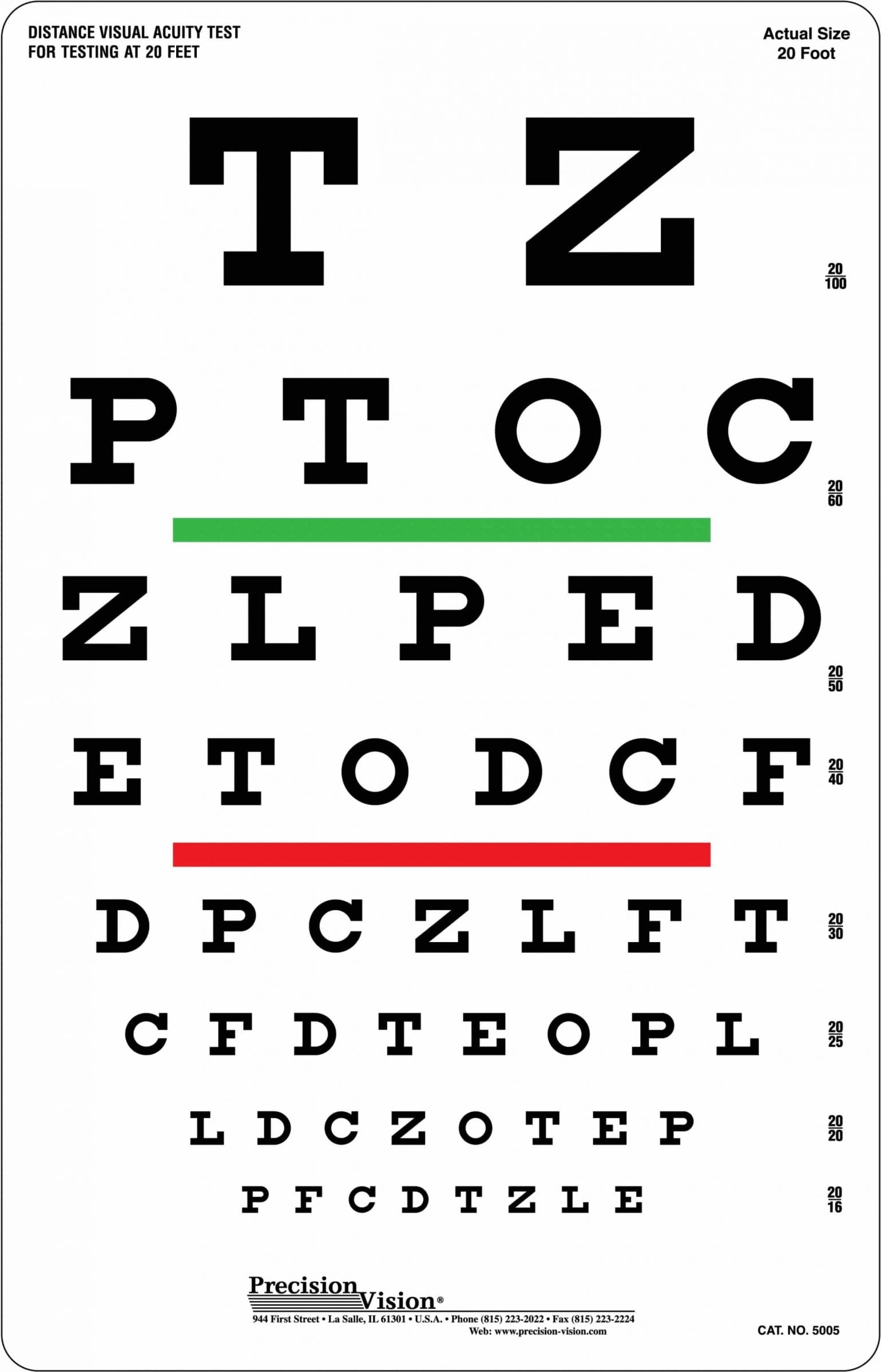 Snellen Eye Chart for Visual Acuity and Color-Chart Hardboard-55*26 CM-Vision Tester