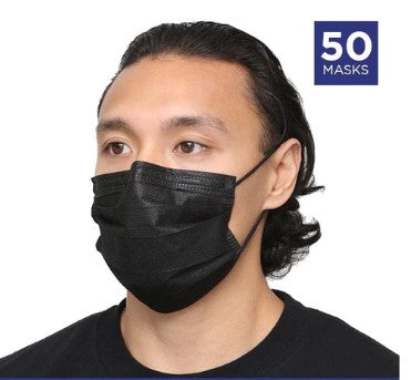Face Mask 3-Ply (50 Masks) Disposable-Black Face Mask 3-Ply (50 Masks) Disposable-Black