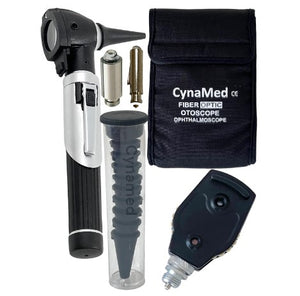 Oto-Ophth Set-CynaMed Fiber Optic Otoscope Oscope Ophthalmoscope-Black