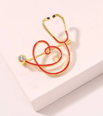 Med Acc-Brooch-Stethoscope Heart Design Med Acc-Brooch-Stethoscope Heart Design