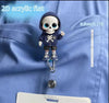 Creative Doctor/nurse Brooch Badge With Retractable Easy Pull Buck - le For Students' Id Card, Work Permit Card - skeleton