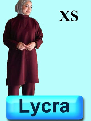 4036-ABC Scrub-Lycra Tweh-Long Blouse-Wine-XS