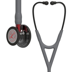Cardio Steth-3M Littmann Cardiology IV Diagnostic Stethoscope: Grey & Smoke-Red Stem-Limited Edition Featuring Red Logo Diaphragm & Engraved Heart 6183