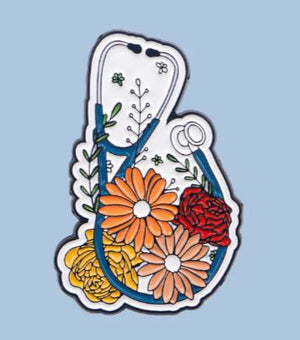 Med Acc- Flowers Stethoscope Brooch