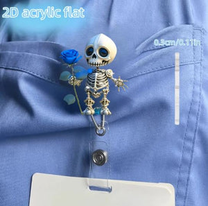 Creative Doctor/nurse Brooch Badge With Retractable Easy Pull Buck - le For Students' Id Card, Work Permit Card - skeleton 2