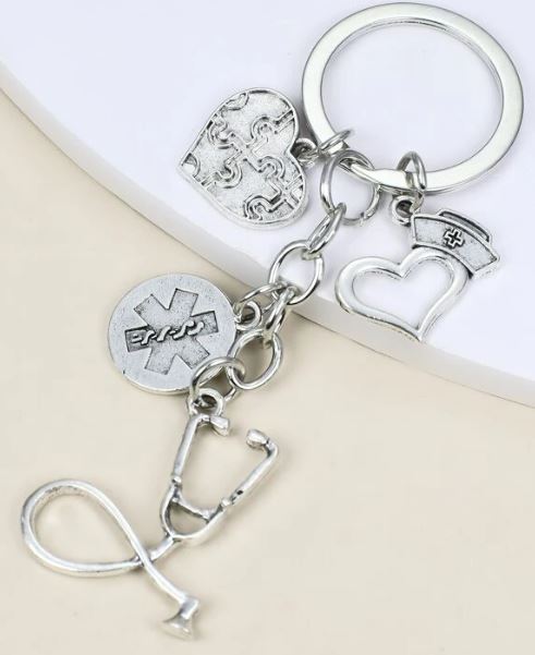 Med Acc-Key Ring-Heart & Stethoscope Med Acc-Key Ring-Heart & Stethoscope