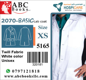 5165-Hospicare-Basic Lab Coat-2070-Unisex-Twill Fabric-White-XS | ABC Books