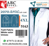 5163-Hospicare-Basic Lab Coat-2070-Unisex-Twill Fabric-White-4XL | ABC Books
